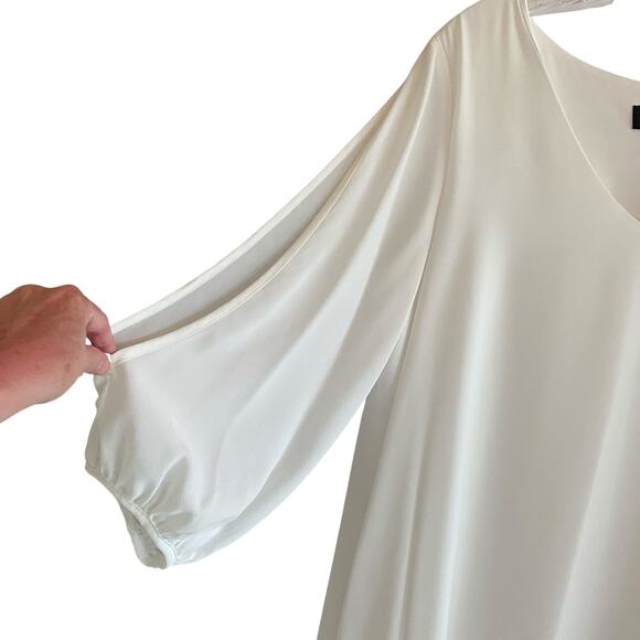 Lulu's Short Dress Large Slit Sleeves V-Neck Lined Creamy White Minimalist - Picture 6 of 13